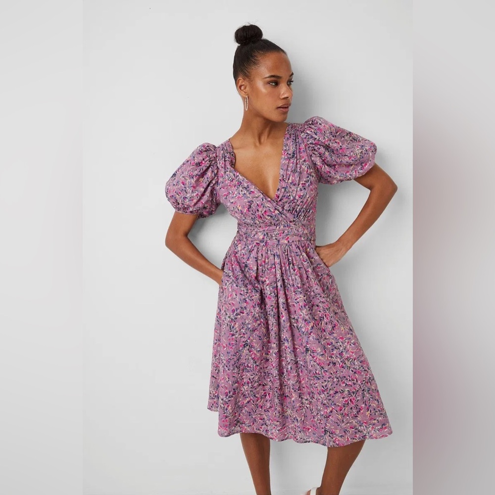 French Connection Pink Floral Midi Dress 4